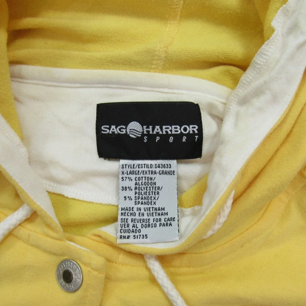 Sag Harbor Sport Women's‎ Yellow Hooded Snap Front Jacket  XLarge Cotton Blend